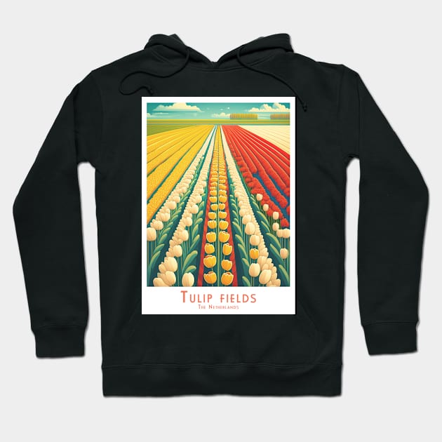 Vinatge Retro Vibrant Tulip Fields Poster Hoodie by POD24